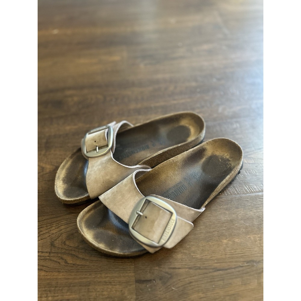 Birkenstock Madrid Big Buckle Sandals Womens 41 US 10-10.5 Taupe Nubuck Leather